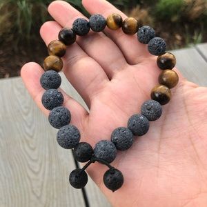 Men’s Bracelet Tiger Eye Lava Rock Bracelet